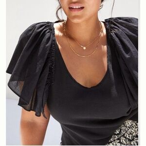 Maeve by Anthropologie women's black angel sleeve top size 2X
